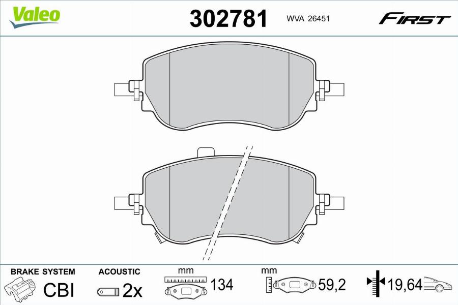 Valeo 302781 - Гальмівні колодки, дискові гальма autocars.com.ua