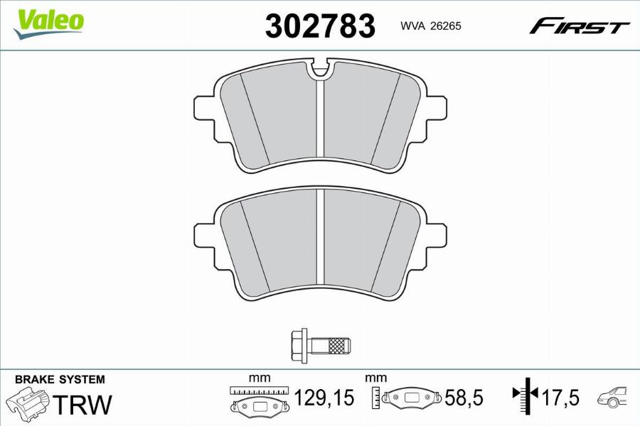 Valeo 302783 - Тормозные колодки, дисковые, комплект autodnr.net