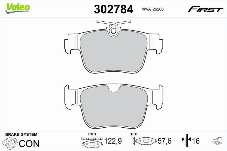 Valeo 302784 - Тормозные колодки, дисковые, комплект autodnr.net