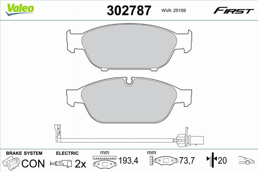 Valeo 302787 - Тормозные колодки, дисковые, комплект avtokuzovplus.com.ua