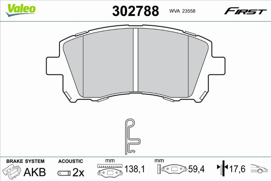 Valeo 302788 - Тормозные колодки, дисковые, комплект autodnr.net