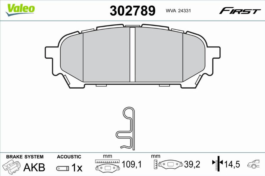 Valeo 302789 - Тормозные колодки, дисковые, комплект autodnr.net