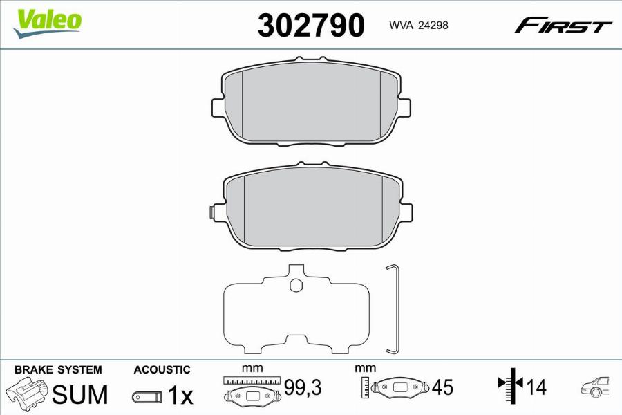 Valeo 302790 - Гальмівні колодки, дискові гальма autocars.com.ua