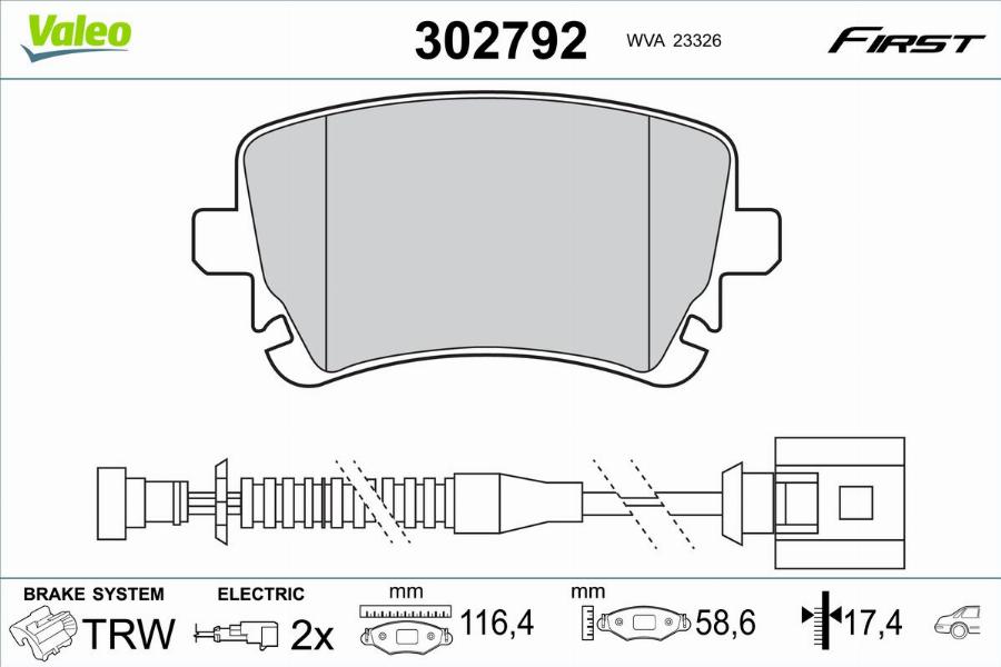 Valeo 302792 - Тормозные колодки, дисковые, комплект autodnr.net