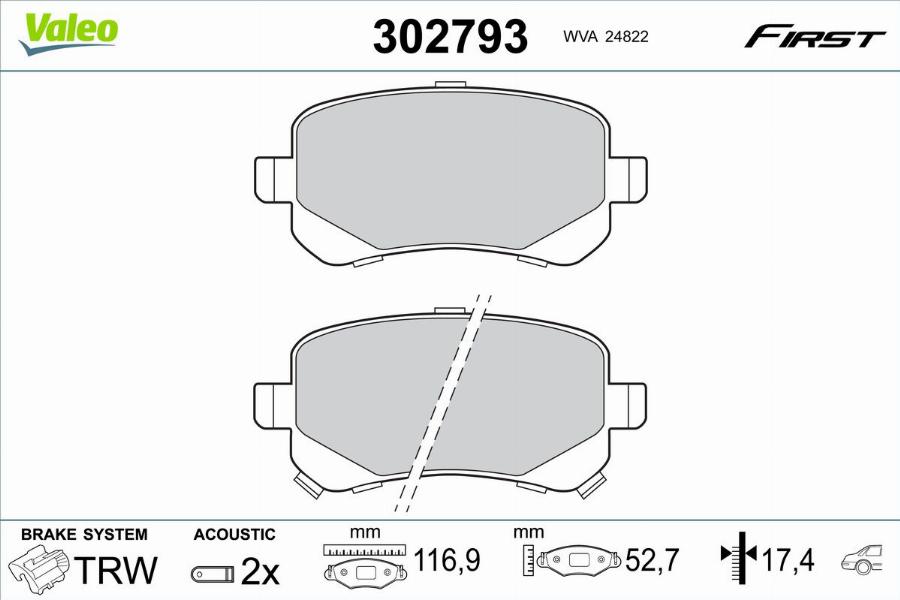 Valeo 302793 - Тормозные колодки, дисковые, комплект autodnr.net