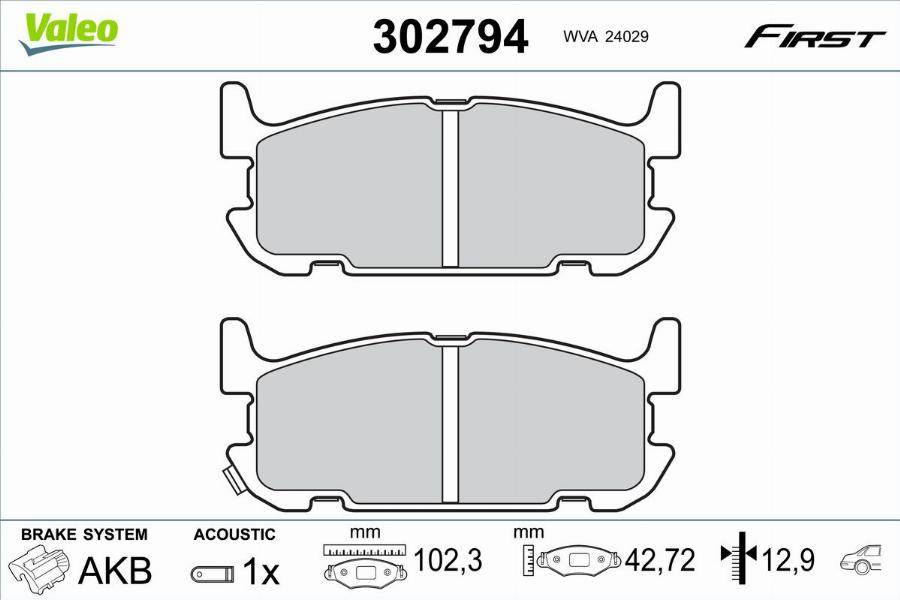 Valeo 302794 - Тормозные колодки, дисковые, комплект avtokuzovplus.com.ua