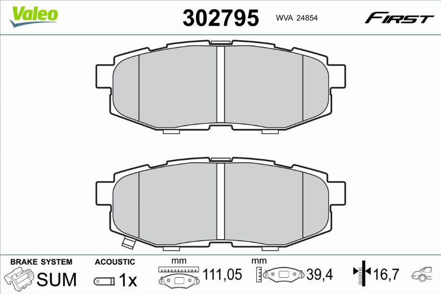 Valeo 302795 - Тормозные колодки, дисковые, комплект autodnr.net