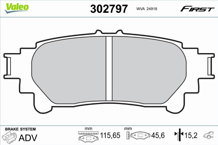 Valeo 302797 - Тормозные колодки, дисковые, комплект autodnr.net