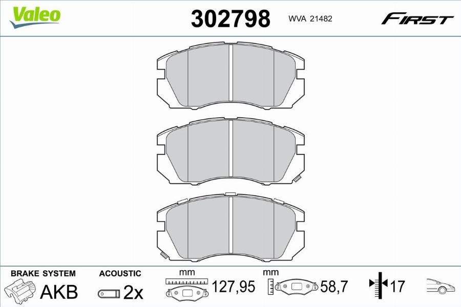 Valeo 302798 - Гальмівні колодки, дискові гальма autocars.com.ua