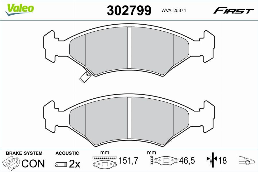 Valeo 302799 - Тормозные колодки, дисковые, комплект autodnr.net