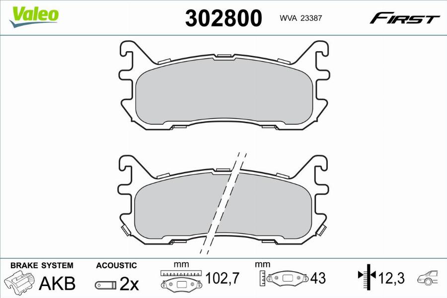 Valeo 302800 - Гальмівні колодки, дискові гальма autocars.com.ua