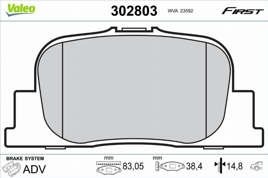 Valeo 302803 - Тормозные колодки, дисковые, комплект autodnr.net