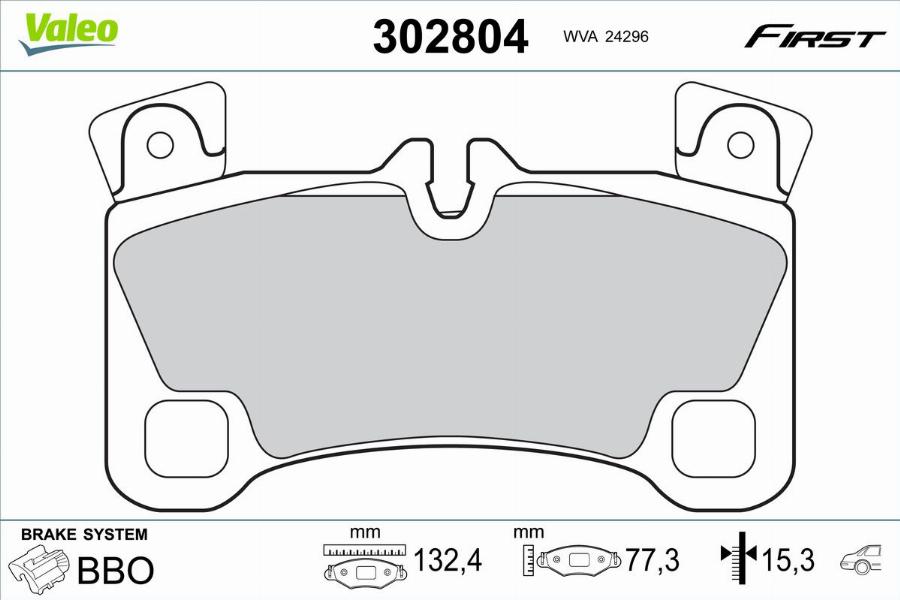 Valeo 302804 - Тормозные колодки, дисковые, комплект avtokuzovplus.com.ua