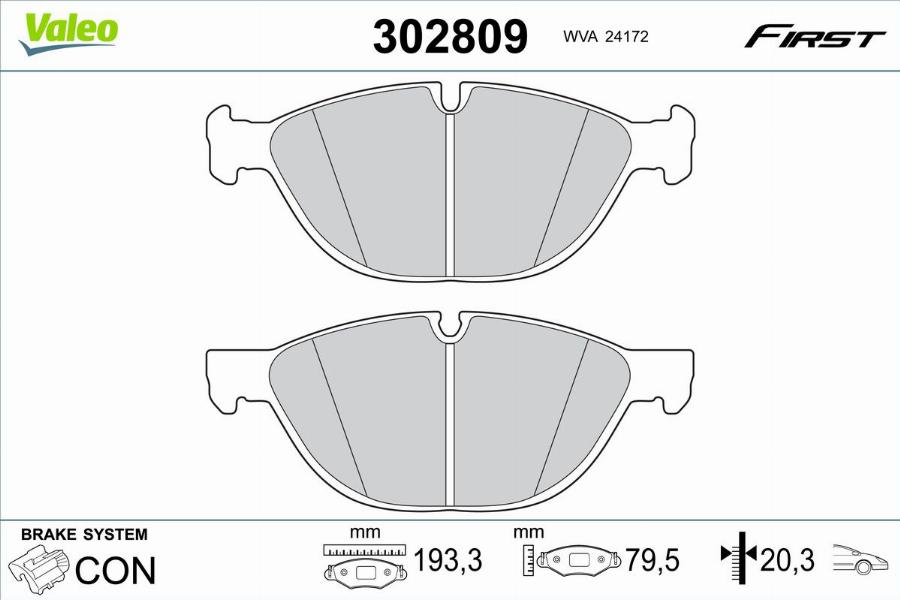 Valeo 302809 - Тормозные колодки, дисковые, комплект autodnr.net