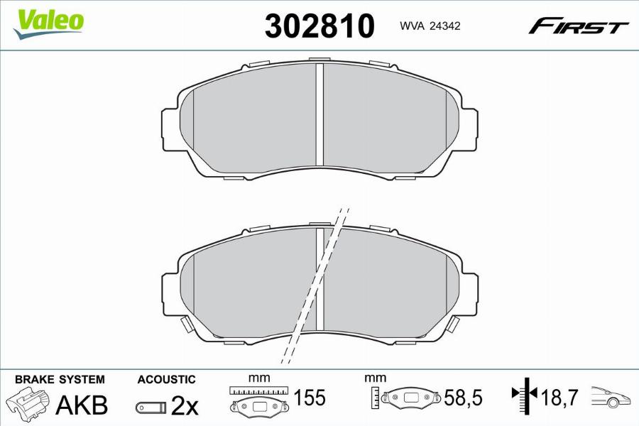 Valeo 302810 - Тормозные колодки, дисковые, комплект autodnr.net