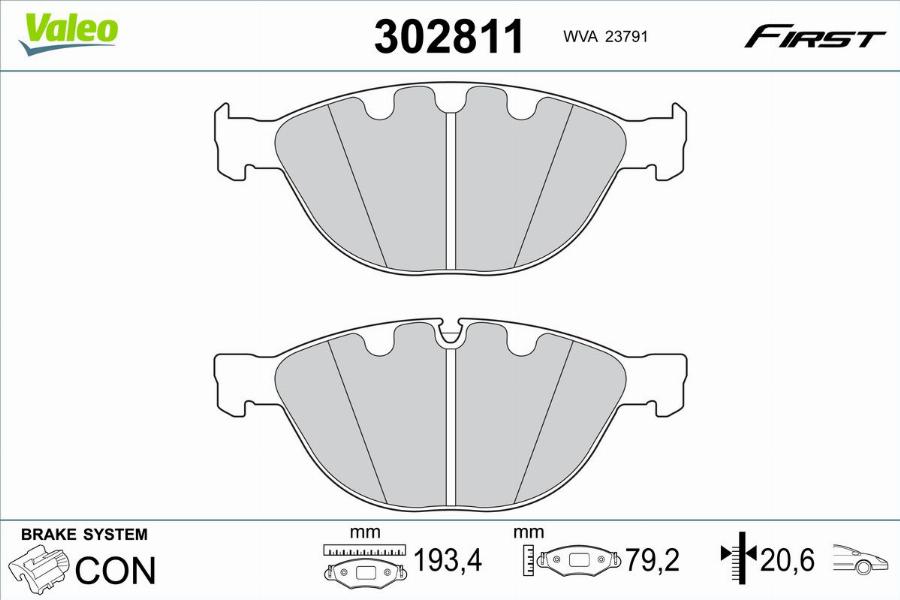 Valeo 302811 - Тормозные колодки, дисковые, комплект avtokuzovplus.com.ua