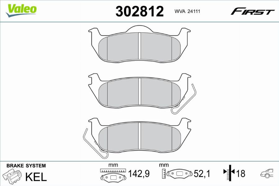 Valeo 302812 - Тормозные колодки, дисковые, комплект autodnr.net