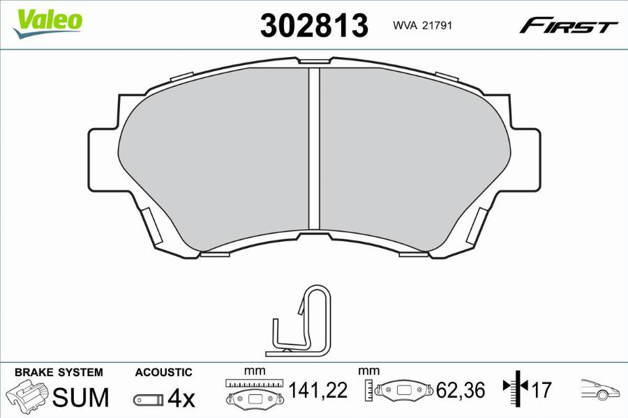 Valeo 302813 - Тормозные колодки, дисковые, комплект autodnr.net