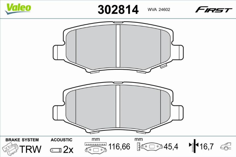 Valeo 302814 - Тормозные колодки, дисковые, комплект autodnr.net