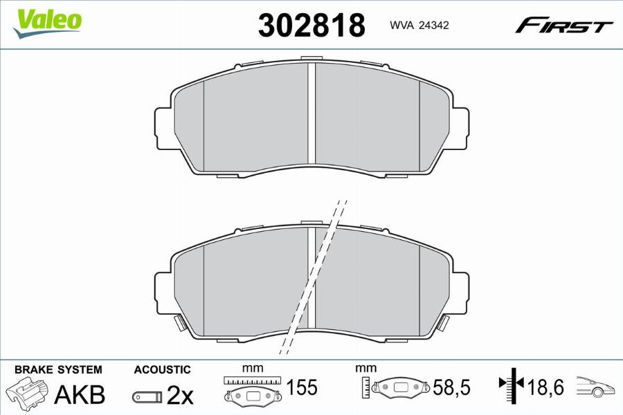 Valeo 302818 - Тормозные колодки, дисковые, комплект autodnr.net