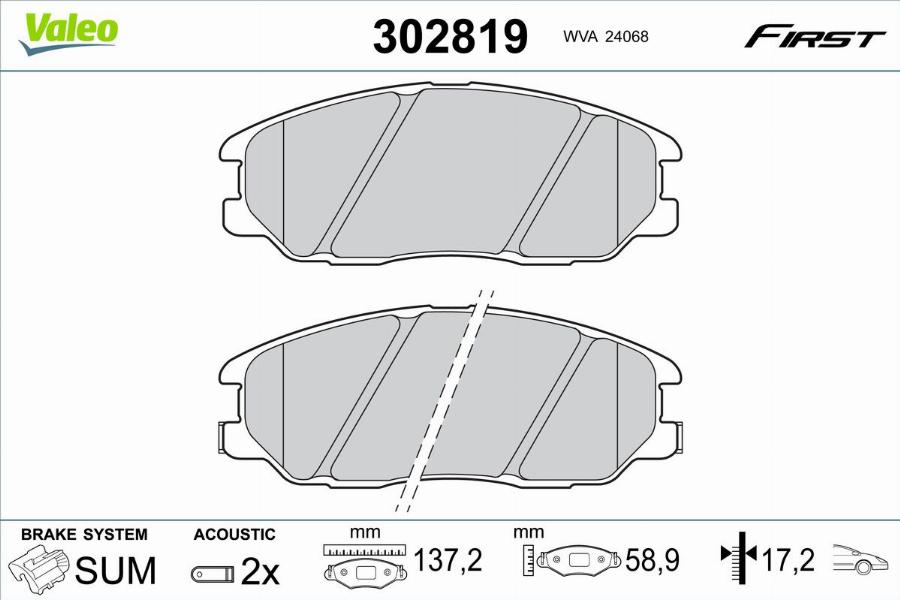 Valeo 302819 - Тормозные колодки, дисковые, комплект autodnr.net