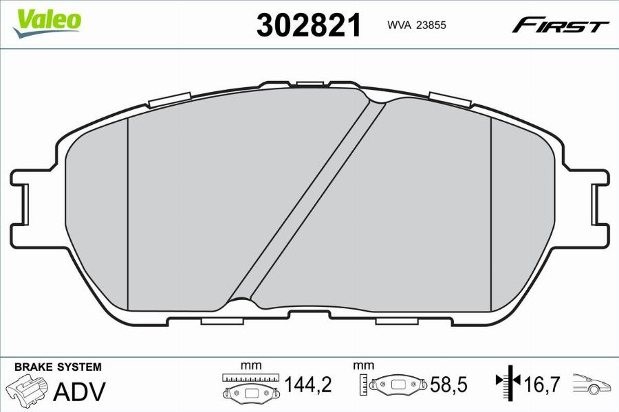 Valeo 302821 - Гальмівні колодки, дискові гальма autocars.com.ua