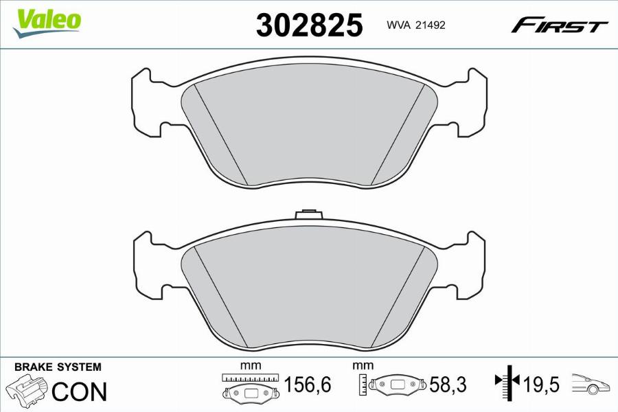 Valeo 302825 - Тормозные колодки, дисковые, комплект autodnr.net