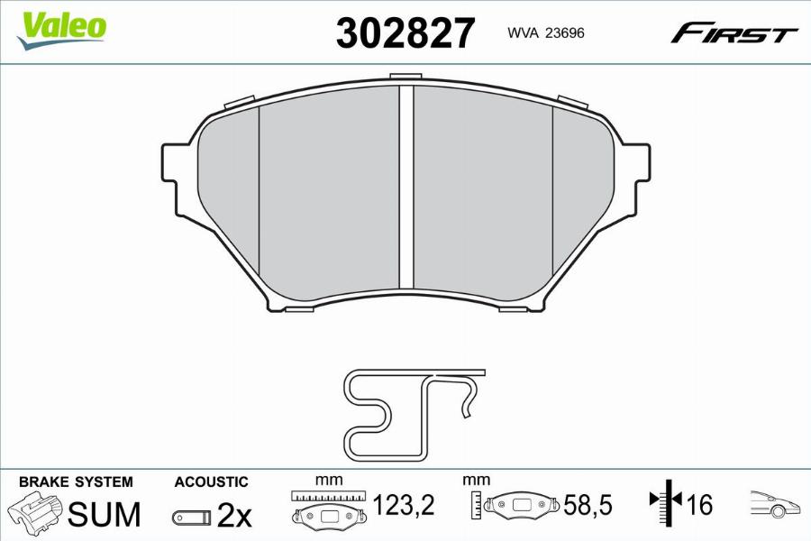 Valeo 302827 - Тормозные колодки, дисковые, комплект autodnr.net