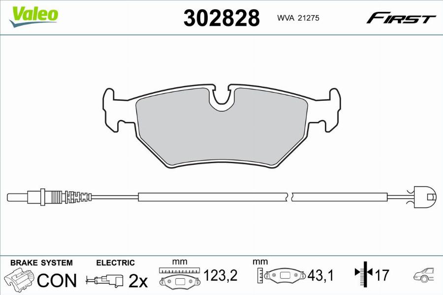 Valeo 302828 - Гальмівні колодки, дискові гальма autocars.com.ua