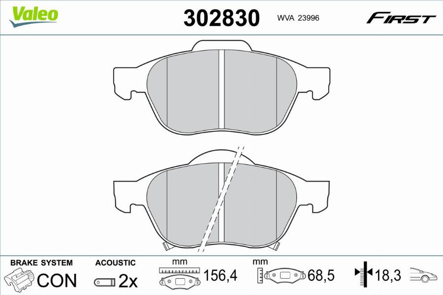 Valeo 302830 - Тормозные колодки, дисковые, комплект autodnr.net