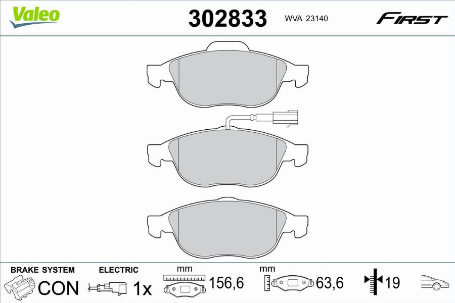 Valeo 302833 - Тормозные колодки, дисковые, комплект autodnr.net