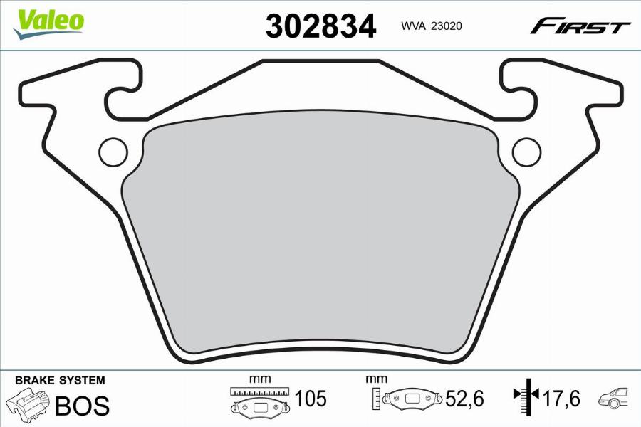 Valeo 302834 - Тормозные колодки, дисковые, комплект autodnr.net