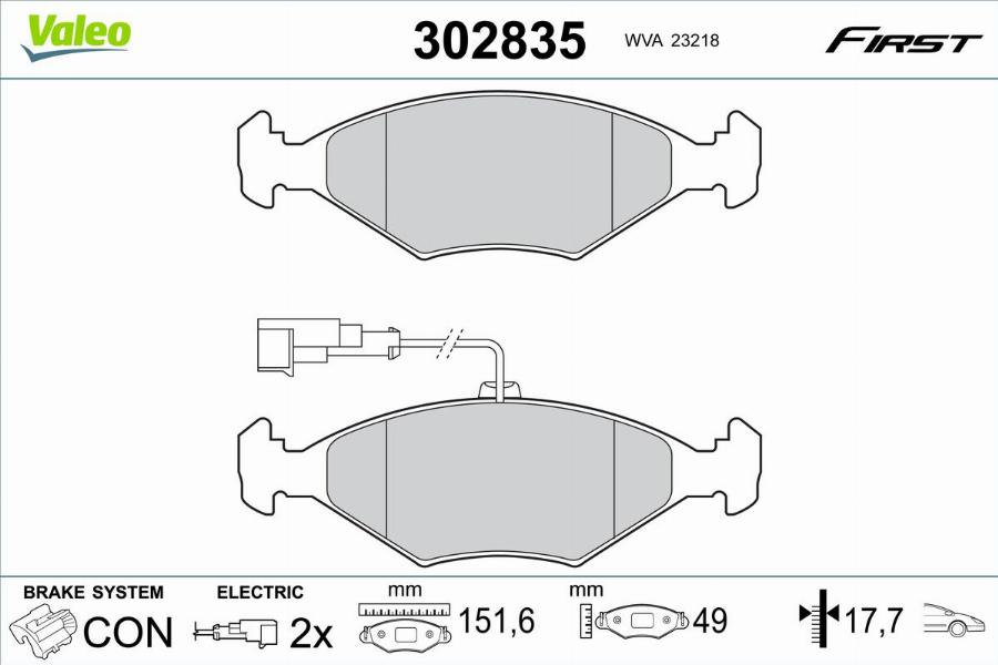 Valeo 302835 - Тормозные колодки, дисковые, комплект autodnr.net