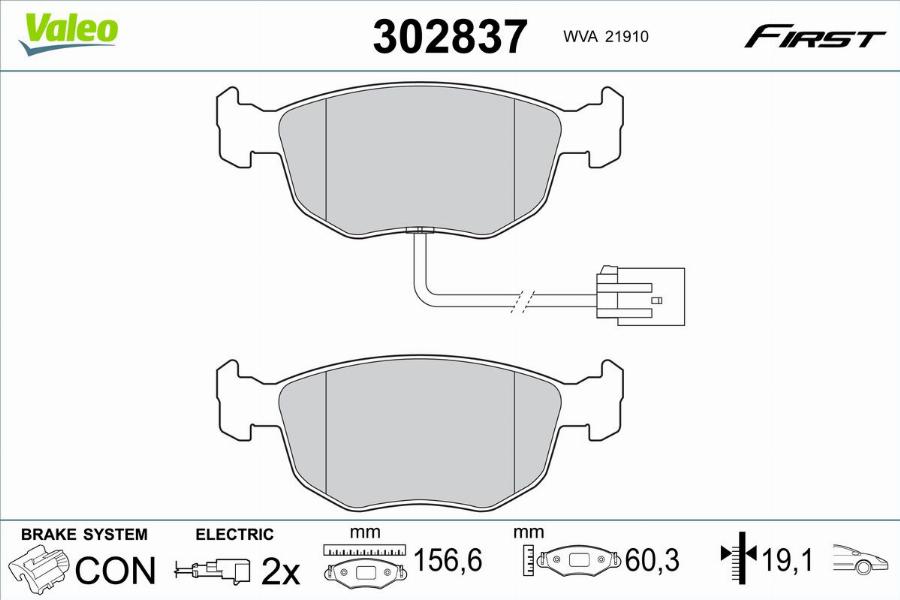 Valeo 302837 - Тормозные колодки, дисковые, комплект autodnr.net