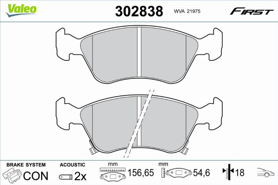 Valeo 302838 - Тормозные колодки, дисковые, комплект autodnr.net