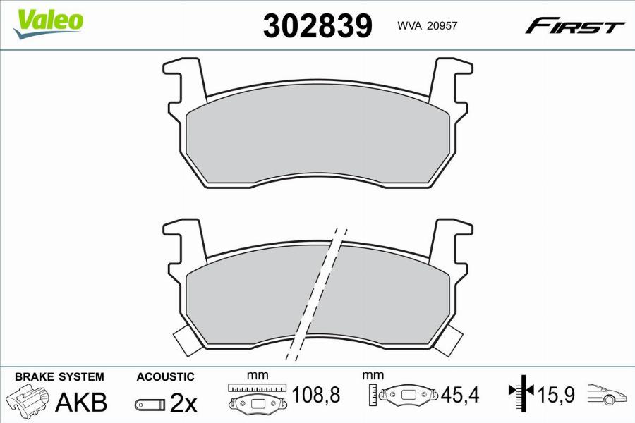 Valeo 302839 - Тормозные колодки, дисковые, комплект autodnr.net