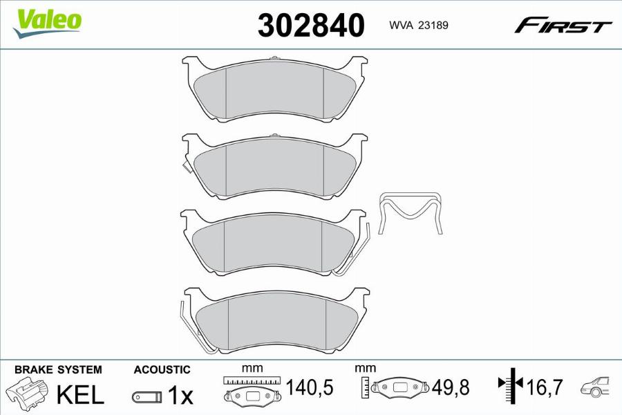 Valeo 302840 - Тормозные колодки, дисковые, комплект autodnr.net