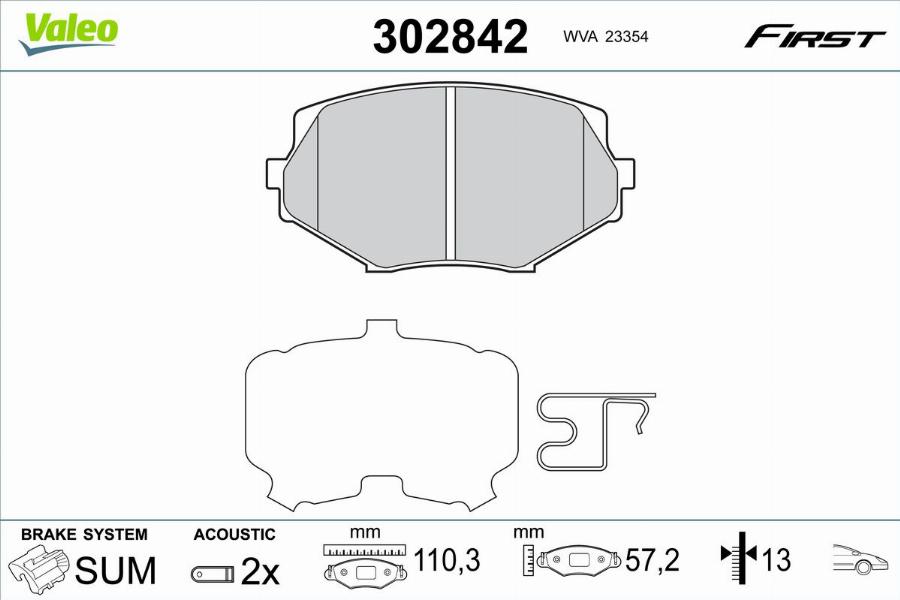 Valeo 302842 - Тормозные колодки, дисковые, комплект autodnr.net