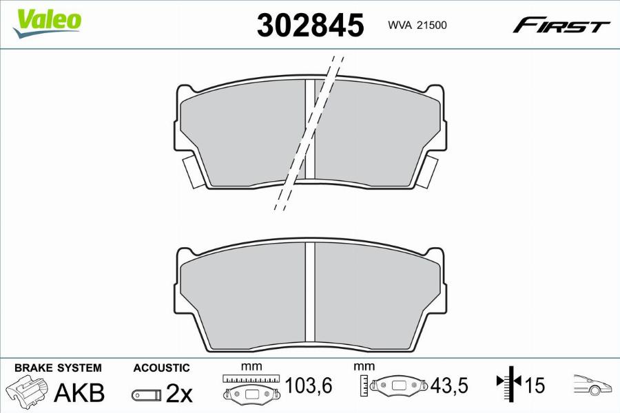 Valeo 302845 - Тормозные колодки, дисковые, комплект autodnr.net