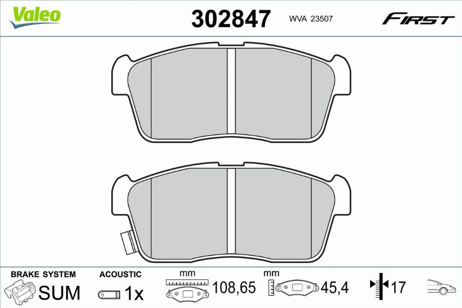 Valeo 302847 - Тормозные колодки, дисковые, комплект autodnr.net