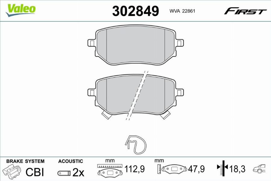 Valeo 302849 - Тормозные колодки, дисковые, комплект autodnr.net