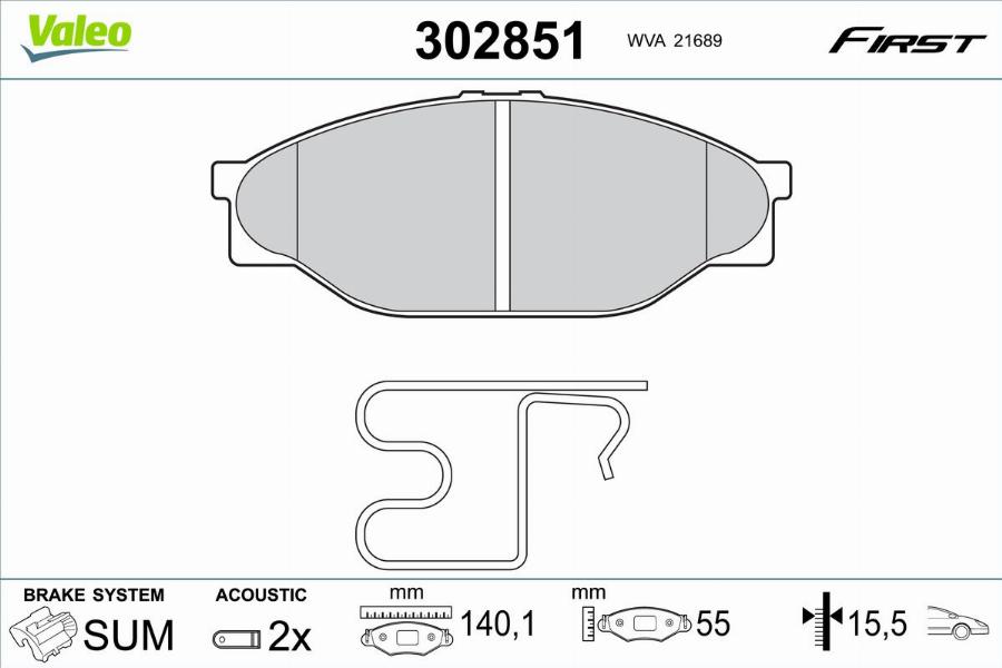 Valeo 302851 - Тормозные колодки, дисковые, комплект autodnr.net