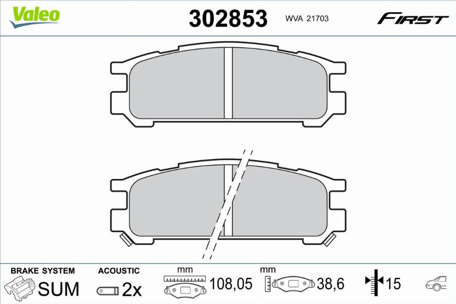 Valeo 302853 - Тормозные колодки, дисковые, комплект autodnr.net