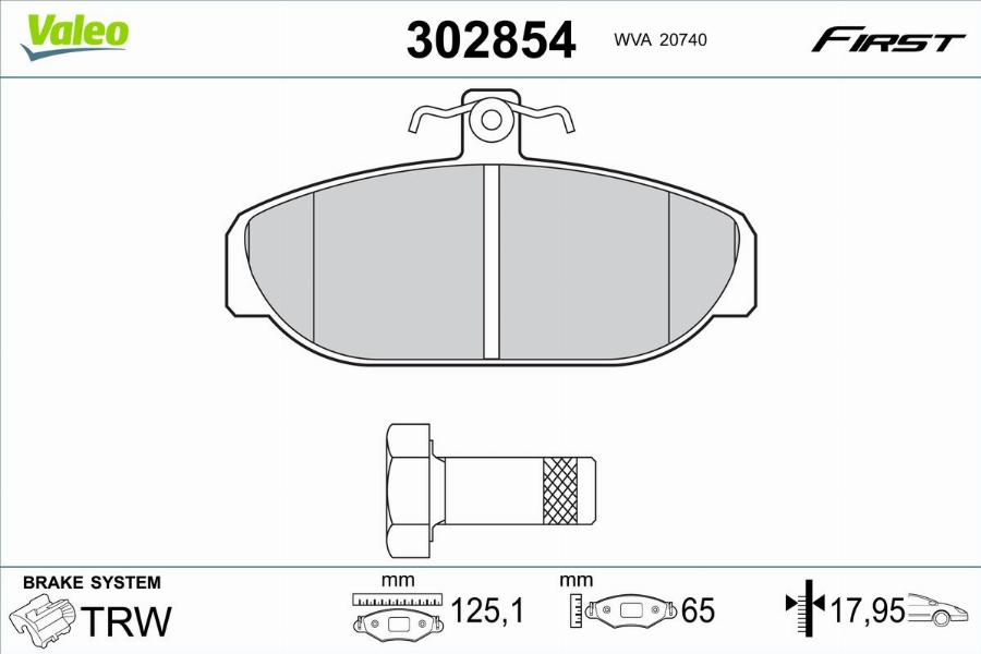 Valeo 302854 - Тормозные колодки, дисковые, комплект autodnr.net