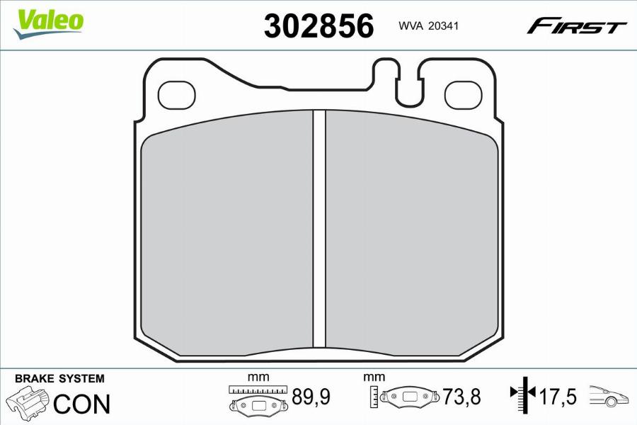 Valeo 302856 - Гальмівні колодки, дискові гальма autocars.com.ua