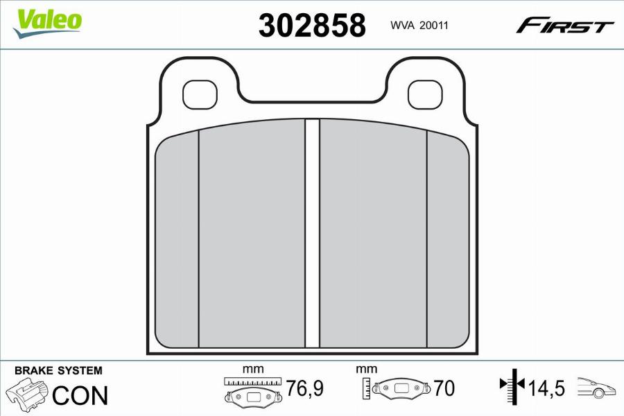 Valeo 302858 - Тормозные колодки, дисковые, комплект autodnr.net