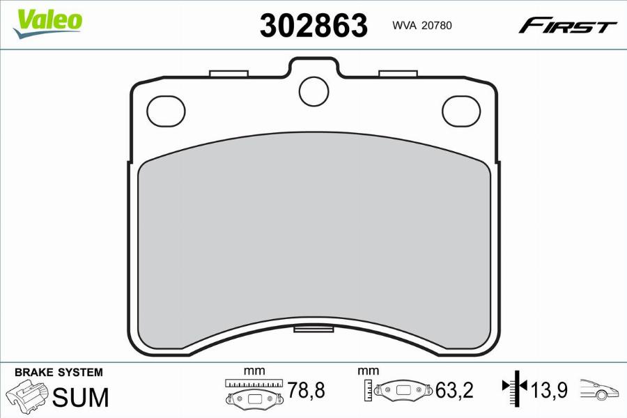 Valeo 302863 - Тормозные колодки, дисковые, комплект autodnr.net