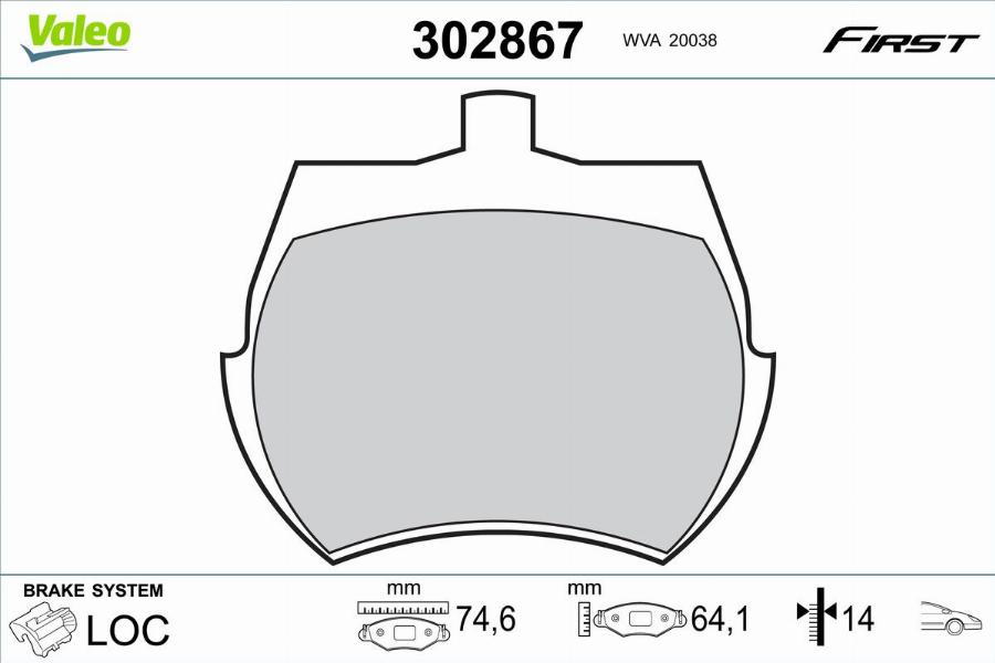 Valeo 302867 - Тормозные колодки, дисковые, комплект autodnr.net