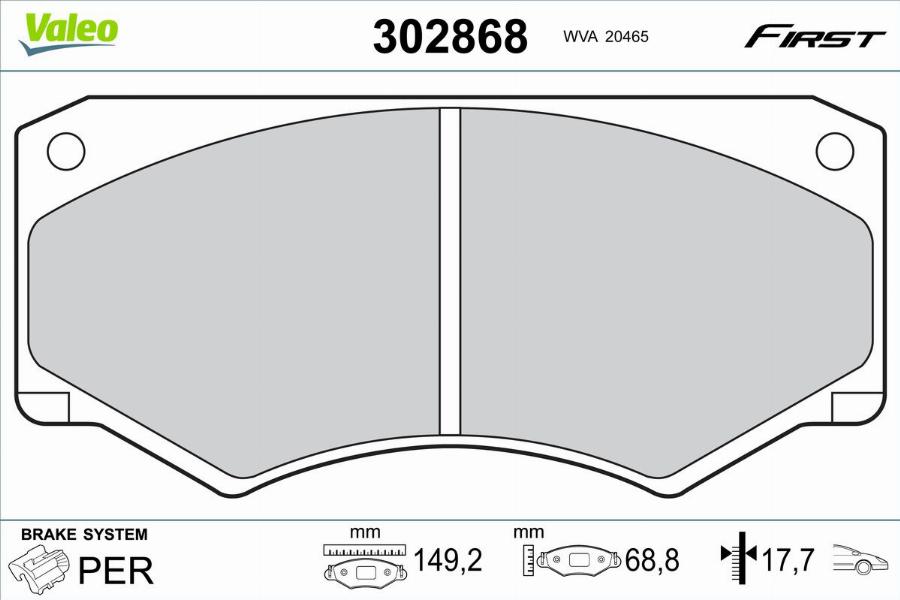 Valeo 302868 - Тормозные колодки, дисковые, комплект autodnr.net