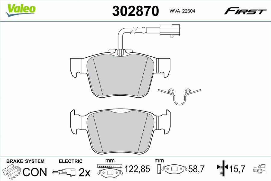 Valeo 302870 - Тормозные колодки, дисковые, комплект autodnr.net